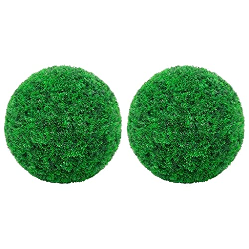 vidaXL Fake Plant 2 Pcs, Faux Boxwood Ball for Garden Decor, Artificial Boxwood Plant Ball Shaped for Planter, Boxwood Ball Artificial Plant, 17.7