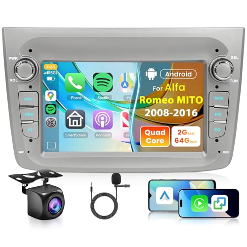 MOTORSI Autoradio 2 DIN 4G + 64G Qualcomm Sans Fil Apple CarPlay Et Android Auto, écran Tactile HD 10'' Avec GPS, Bluetooth, Mirror Link, SWC, EQ, FM, RDS, AHD, Caméra De Recul