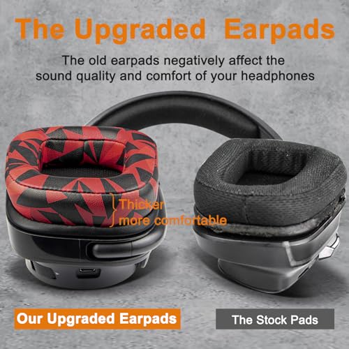Image of SOULWIT Ear Pads Cushions Replacement for Logitech G35 G930 G933 G933S G935 G633 G633S G635 G533 G430 G431 G432 G433 Gaming Headset, Earpads for G332 G230 G231 G233 Headphones (G933 PL Red Storm)
