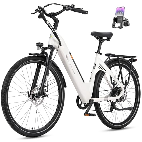 ttgo 28 Zoll E-Bike für Erwachsene, Elektrofahrrad 250W Motor 36V 18Ah Akku, 80–120 km Reichweite, 25 km/h City ebike mit 7-Gang Schaltung, LCD Display, E-Bike für Damen Herren, C3 SE (Weiß)