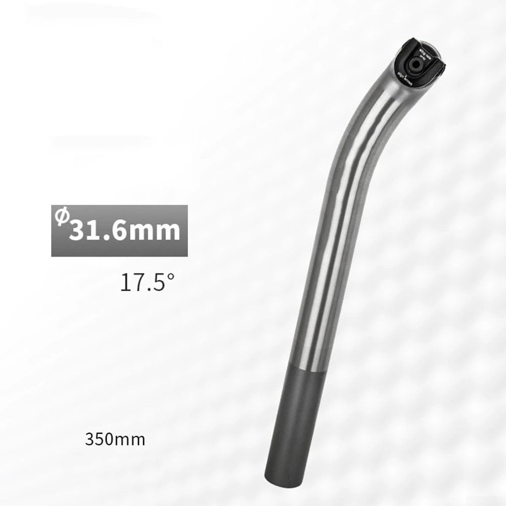 Tija de sillín ultraligera GR5 de 31,6 mm o 27,2 mm con diseño flotante de desplazamiento de 17 o 25 grados para bicicletas de carretera y montaña, color plateado, 350 mm de longitud (31,6