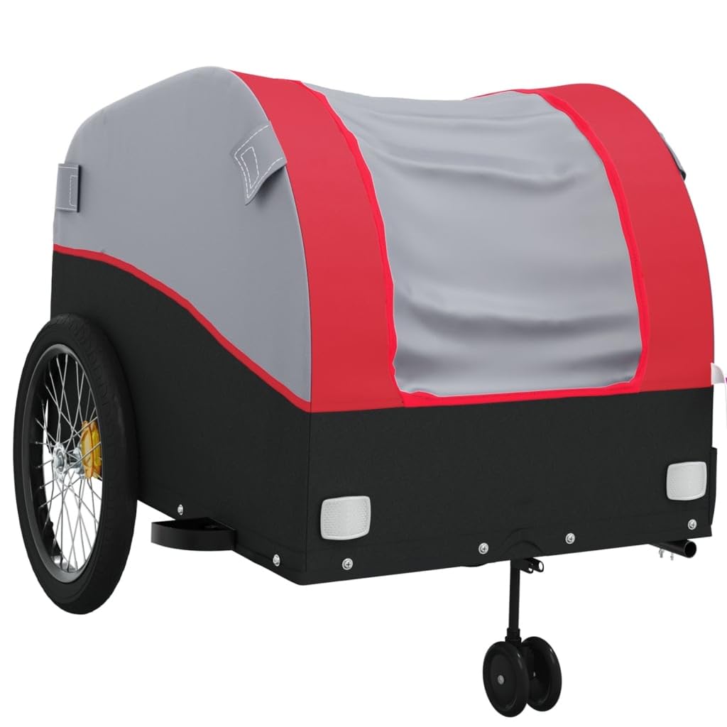 Przyczepka rowerowa czarna i czerwona 45 kg żelazo, ciężarówka rowerowa, duża przyczepa rowerowa, wózek do przechowywania ładunków rowerowych, kemping, bagażnik, transporter typu 2