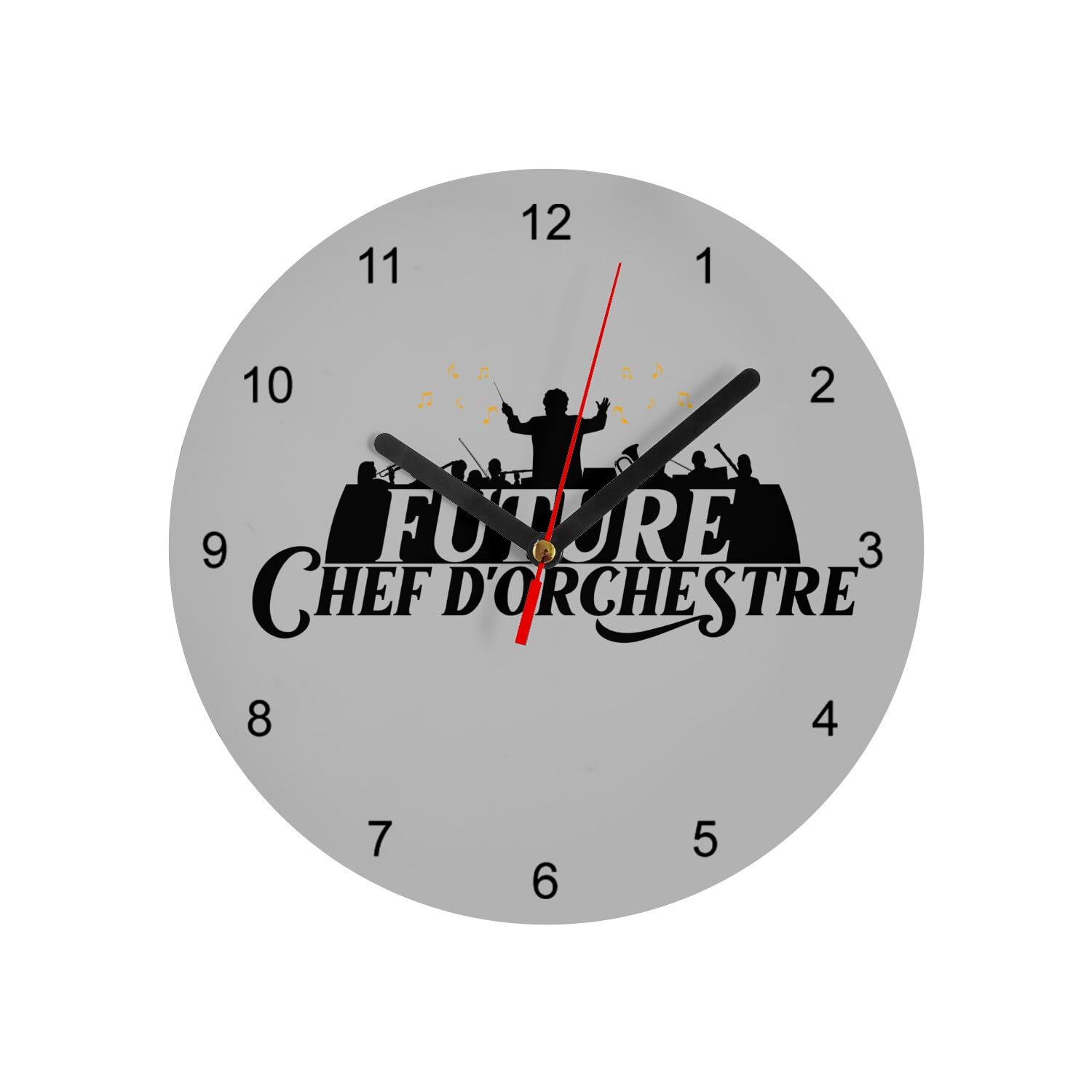 Horloge murale en verre Future Chef d'Orchestre de 20 cm couleur gris