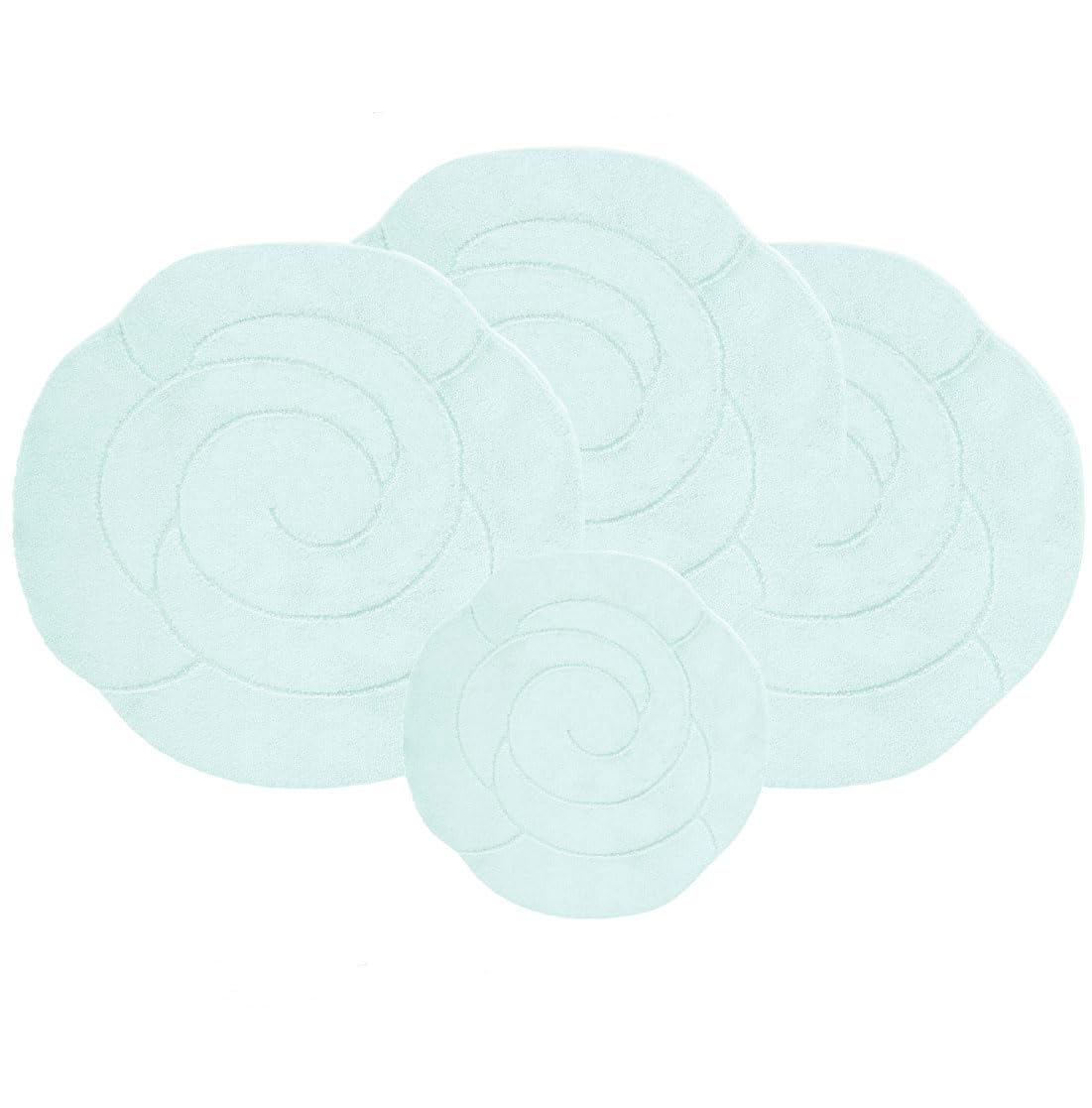 emmahome ROMANY GYPSY CARAVAN MICROFIBER WASHABLE MATS 4pcs SET, 100x100cm - 18mm THICKNESS, Flower Bloom (Turquoise)