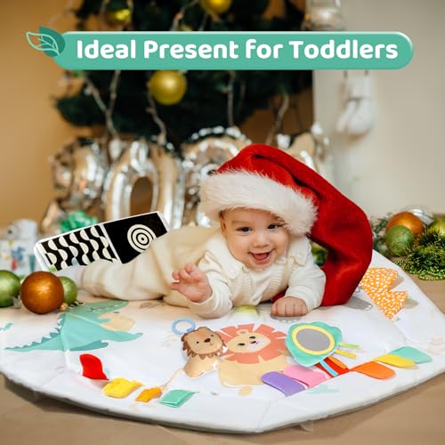 Baby Play Gym Mat with Tent, Activity Mat for Toddlers 0-6 Months, Washable Gym Playmat for Infants, Toddler Toys Birthday Gifts for Newborns 0-3-6-9-12-18 Months