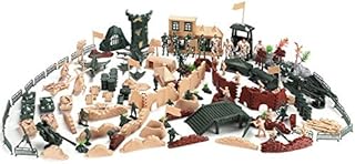 Hautton 200 Pieces Plastic Army Men, Toy Story Soldiers Bucket, Model Military Figures Set for Boys Kids Children, Combat Battle Playset with Plane Helicopter Tank