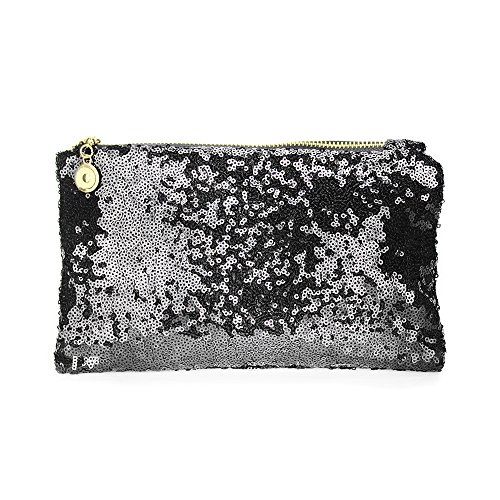 Lady Black Clutch Sequin Purse, Funky Glitter Evening Clutch Envelope Clutch Purses for Women, Bridal Sparkling Bling Sequins Evening Bags and Clutches for Women