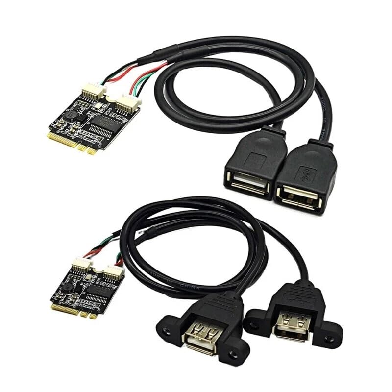 Adaptateur M.2 Akey 2230 avec rallonge double USB 2.0 de 30cm pour PC compact