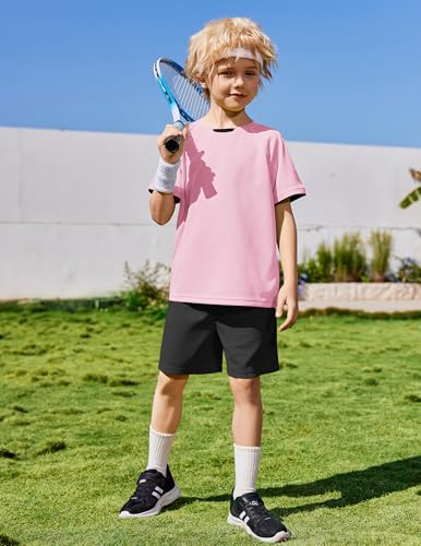 Image of Arshiner Boys Loose Athletic Set Crew Neck T-Shirt & Mesh Short 4-13 Years | Boys Loose Athletic Shorts Set Performance Crew Neck T-Shirt and Mesh Short Outfits Lightweight & Breathable
