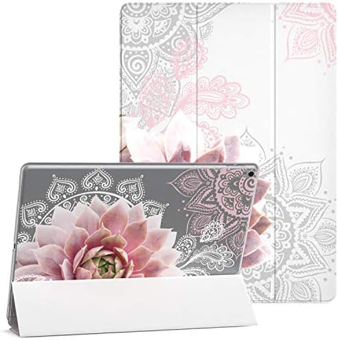 Mertak Case Compatible with iPad 11 inch A16 2025 2022 Pro 13 12.9 Air 7 6 5 4 3 10.9 10.2 10th 9th 8th Mini A17 Boho Flower Pink Cactus Plants Mandala Lace Protective Cover Succulent Clear image 5