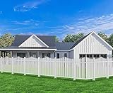Goleray Outdoor Vinyl Fence (10Sets), W84 X H36 Garden Fence Panels White Picket Fence Privacy Screen PVC Fencing for Yard Patio Decorative Air Conditioner Fence(34 Pickets,Scalloped)