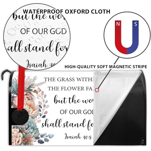 Image of Bible Verse Mailbox Cover Religious Motivational Quote Mailbox Covers Magnetic Mail Box Wrap Christian Easter Christmas Fiesta Decor for Outdoor Yard Mail Box Wraps Standard Size 21x18 Inch