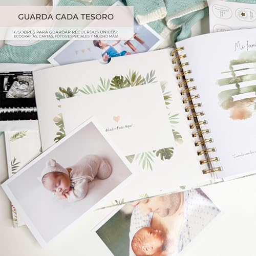 Miniatura 8 de Rivermum Libro Recuerdos Bebe Y Album Fotos Bebe 10x15 Pegatinas Y Huellas Bebe Recien Nacido, Desde Diario De Embarazo A 5 Años,Regalo Bebe Recien Nacido Niño Y Niña, Bebes Prematuros O A Término