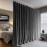 PANOVOUS Patio Door Blackout Curtains - Floor to Ceiling Room Divider Curtain with Hooks for Bedroom,Ceiling Track Curtains, 120W x 84L Inches, GREY (1 Panel)