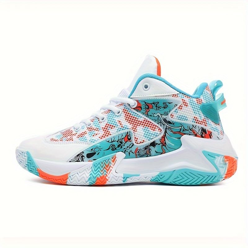 Breathable Basketball Sneakers - Non-Slip, Shock-Absorbing Sneakers with Cool Graffiti Design & Camo Rubber Sole for All Seasons, Basketball Shoes2