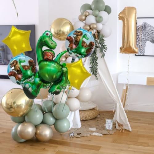 Image of Wanna Party Large Dinosaur Theme Birthday Decoration Set - Pack of 5 Foil Balloons for Jurassic Theme Jungle Animal Decoration