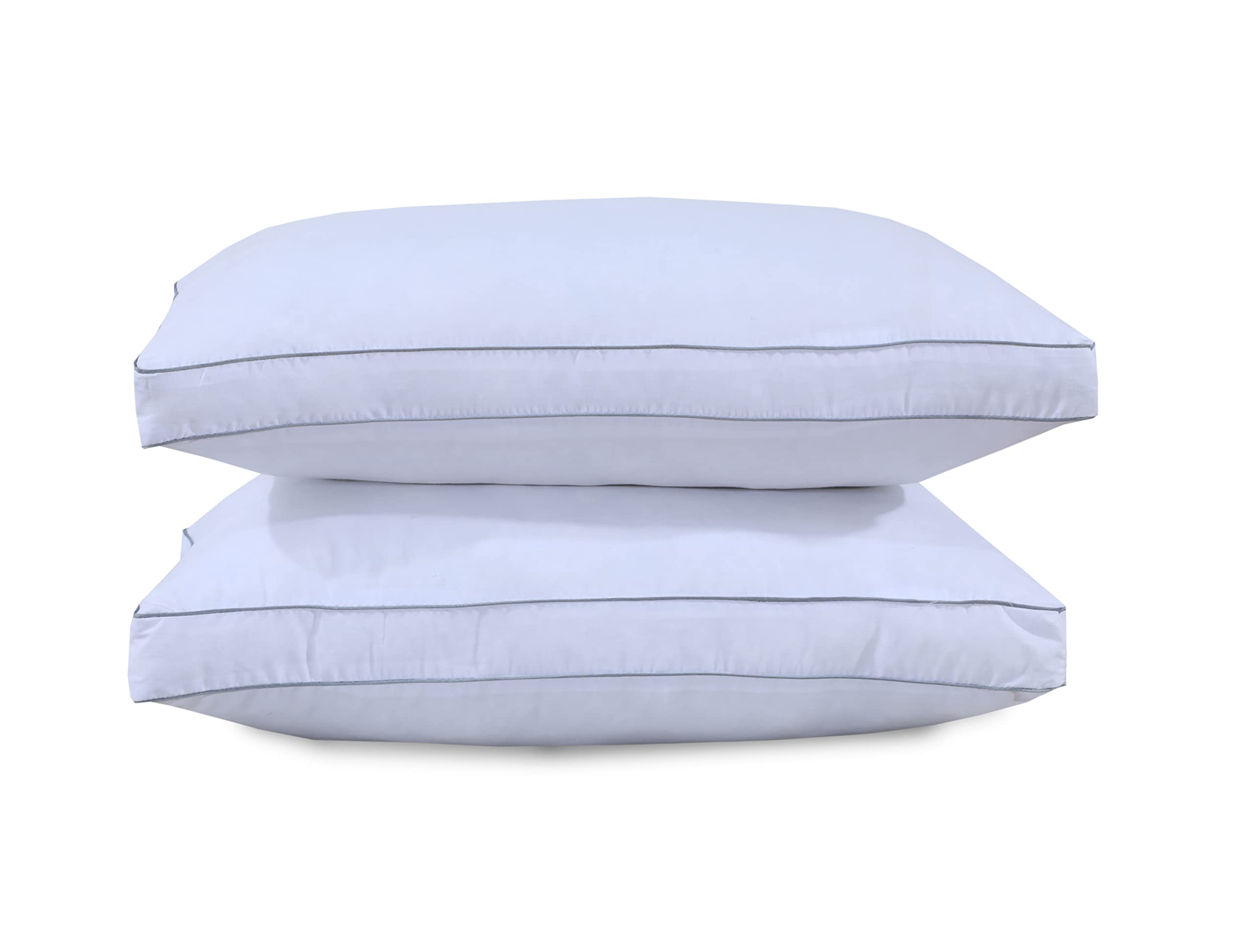 Arlinens White Box Pillows Soft Hotel Quality Hollow Fiber Filled Bed Pillows With Stitched Edging 100% Cotton Cover For Neck Back Stomach & Side Sleepers (2, 48 X 74Cm)