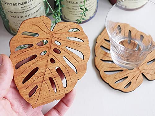 G Gojeeva Wooden Tea Coster (Set of 6) Dining Table Serving Office, Thick & Absorbent, Non Slippery, Heat Resistant, Eco-Friendly A130