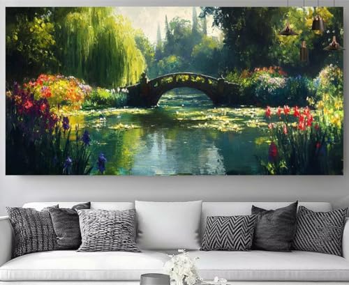 Peinture diamant point de croix vintage pour décorer votre salon avec un paysage de forêt