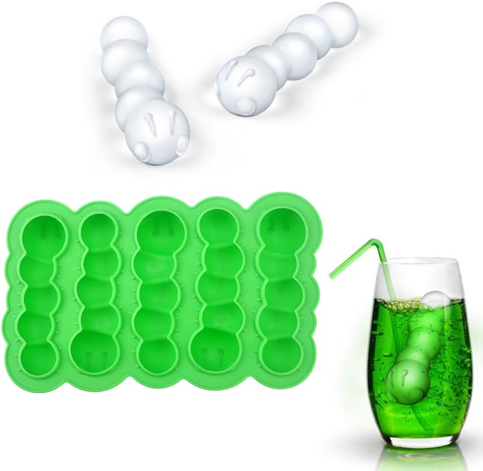 Pudding Mold Maker Ice Tray Ice Maker Ice Cube Box Caterpillar Shaped Ice Cube Tray Ice Cube Mold Whiskey Cocktails Ice Ball Maker