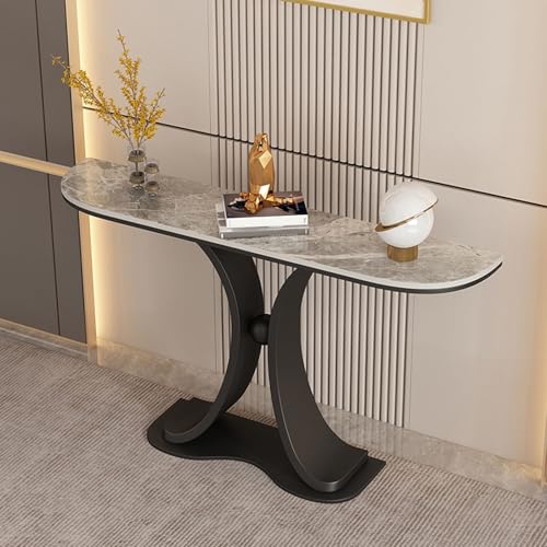 Mesa consola de recibidor compacta en piedra sinterizada para optimizar espacios 2