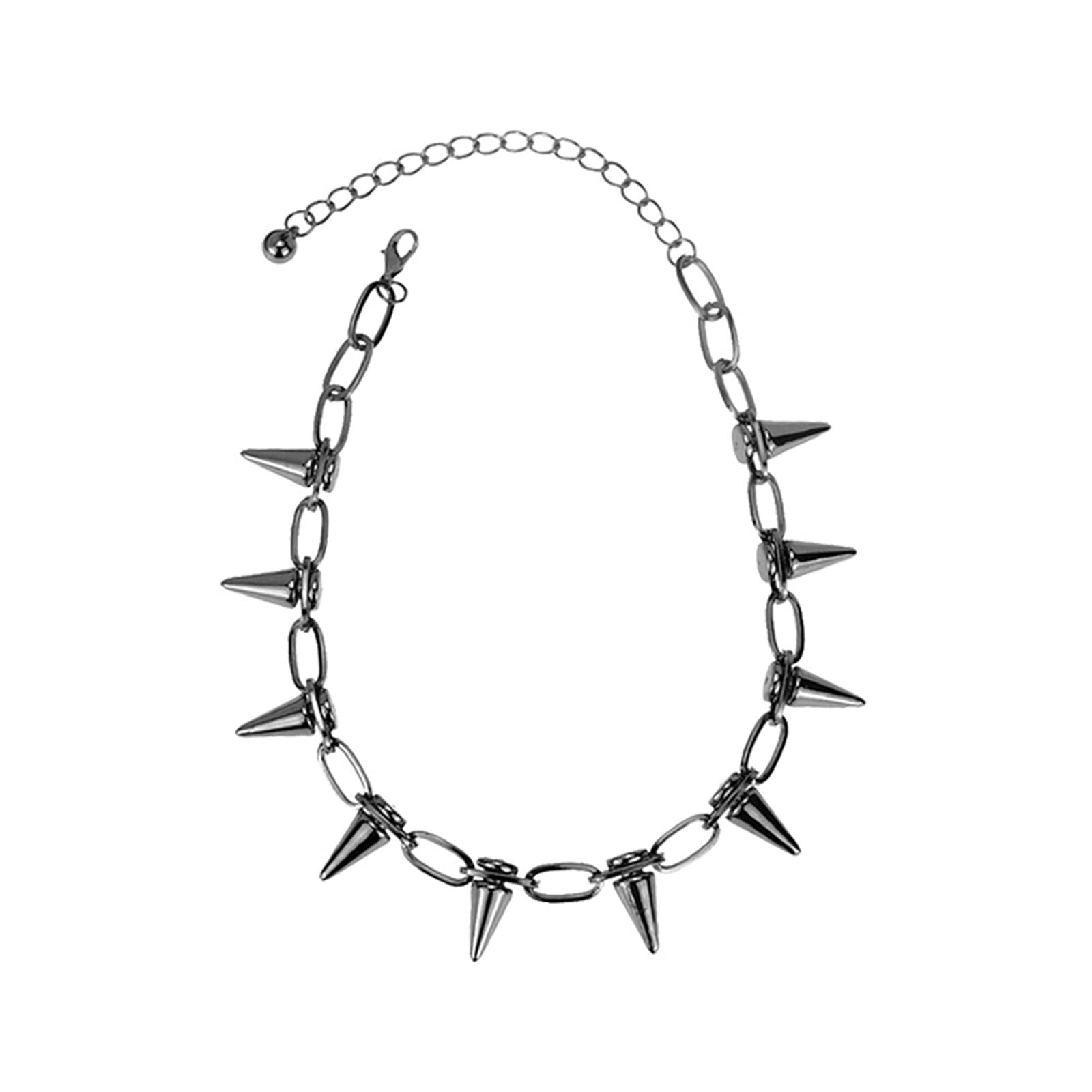 MALOYANVE Spike Necklace for Women Unique Handmade Adjustable Hip Hop Cool Spike Choker Rivet Goth Necklaces Chokers with Spikes and Chain Streetwear