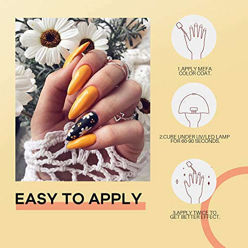 MEFA Gel Nail Polish Set 23 Pcs with Nice Box - Soak Off Nail Gel Kit Orange Yellow Brown Autumn Colors Collection with No Wipe Glossy & Matte Top and Base Coat, For Starter Nail Art Salon Design Manicure, Leaves Fall