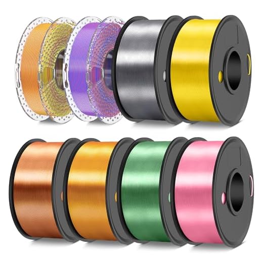 SUNLU 250g 3D Printer Filament Bundle, PLA Silk Filament 1.75mm Multicolor, Individually Vacuum Packed, 250g Spool, 8 Rolls, 2kg Total, Pink+Bronze+Brass+Yellow+Grey+Red Copper+Dual Color*2