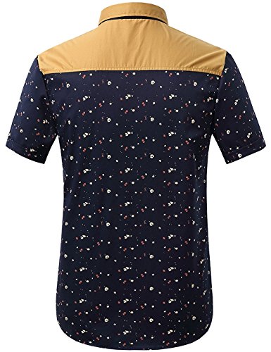 SSLR Mens Dress Shirts Casual Cotton Print Shirt Short Sleeve Button Up Shirts for Men - Image 3