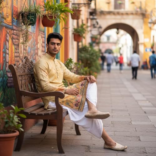 Image of Trustous Men's Printed Kurta Dhoti Set Traditional Ethnic Wear for Festivals & Weddings | Men's Stylish Printed Kurta with Dhoti Set | Traditional Indian Ethnic Wear for Men