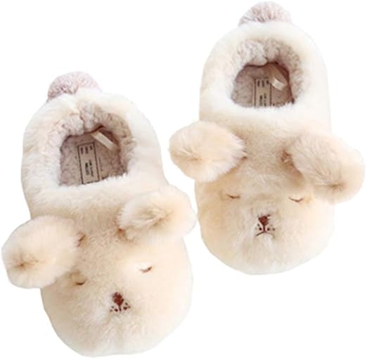 Amazon ルームシューズ 可愛いスリッパ アニマルキャラクター 犬の耳 キュート レディース メンズ 男女兼用 ルームウェア もこもこ 25 25 5cm 防寒 静音 冬用 室内履き 暖かい 部屋用 プレゼント ベージュ Qihang スリッパ 通販