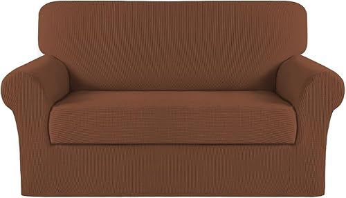 Vista 394 de Turquoize - Funda elástica para sofá de 2 piezas y 3 cojines, funda protectora lavable con elástico en la parte inferior, tela jacquard gruesa