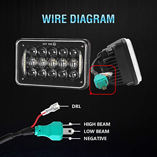Dot Approved 60W 4X6 Inch Led Headlights Rectangular Replacement H4651 H4652 H4656 H4666 H6545 With Drl Compatible With Peterbil Kenworth Freightinger Ford Probe Chevrolet Trucks (Black,4Pcs) #TOP3