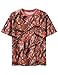 UOUA Mens Camo Shirt Graphic Tees Vintage T-Shirts Oversized Maple Leaf Print Casual Crewneck Top Streetwear Pink