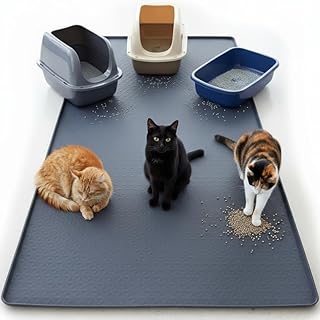고양이 배변 매트, 엑스트라 라지 129.5cm x 65cm(51인치 x 25.6인치) 실리콘 배변 상자 매트, 하이 엣지 | 자동 배변 상자 영역을 위한 키티 배변 매트, 방수 미끄럼 방지 배변 매트, 쉬운 세척, 돌출된 가장자리, 여러 고양이 지저분함 포함