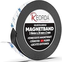 REORDA® Magnetband selbstklebend stark - Magnetstreifen selbstklebend mit starkem 3M Kleber - Magnetklebeband mit optimierter Magnetkraft - Magnet Klebeband