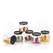 Suzec Matka Shaped Jar with Air Tight & Leak Proof Lid (Multicolour) (Set of 6) (900Ml)