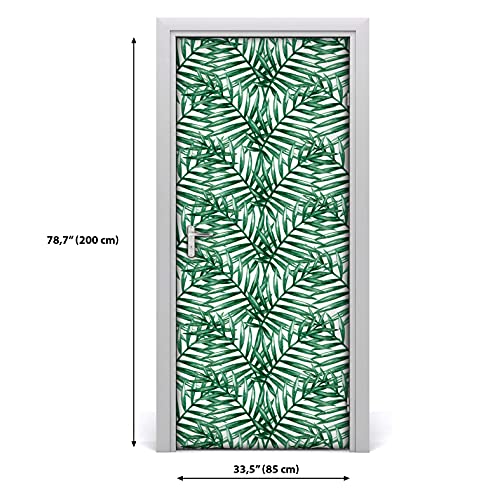 Vinilo para puerta 77x200 cm autoadhesivo extraíble hoja de palma 4