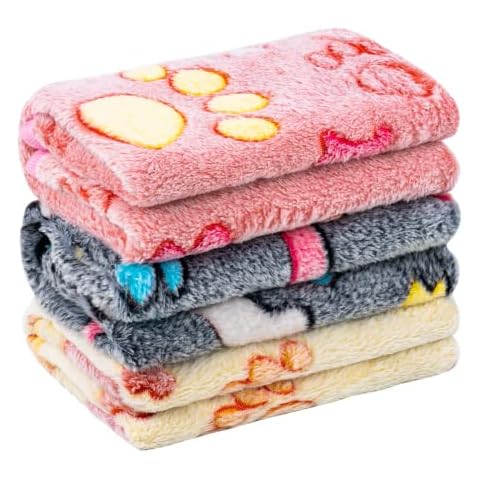 MICOOYO Dog Blanket XLarge - Fluffy Fleece Pet Blanket, Washable Puppy Blankets for Dogs Cats - 3 Pack(Paws & Bones, XL) Cover