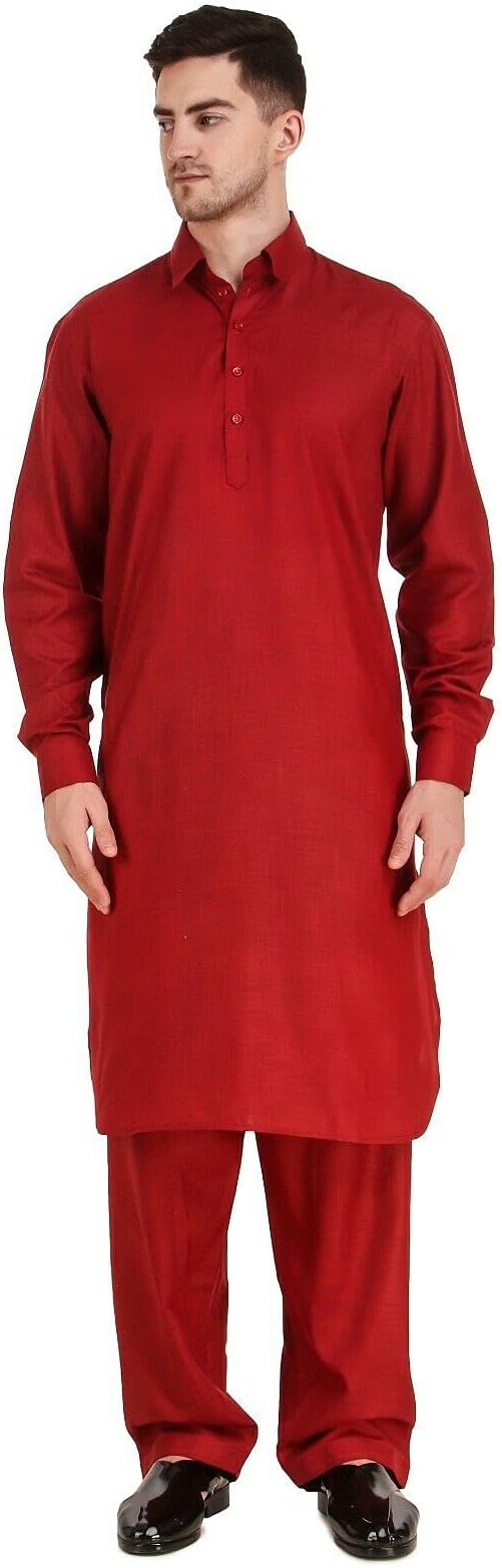 Men's Pakistani Salwar Kameez Indian Kurta Pajama Ethnic Outfit AN780