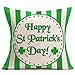 Xihomeli Koniczyna dekoracja domu poszewki na poduszki 'Happy St Patryka' bawełniana lniana poszewka na poduszkę zielona biała taśma tło poszewka na poduszkę na sofę kanapę 45 x 45 cm (ST.SP)