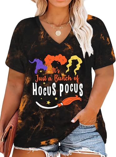 Plus Size Halloween Shirts Women Hocus Pocus Squad T-Shirt Sanderson Sisters Oversized Tee Tops2