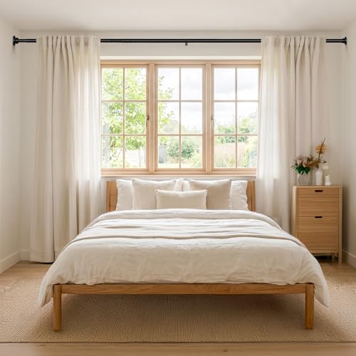 Image of Long Tension Curtain Rod 40-148inch Black Curtain Rods no Drilling Adjustable Tension Rod for Windows,bathroom,Patio,Doorway,Heavy Duty Spring Rods Diameter 1.26inch