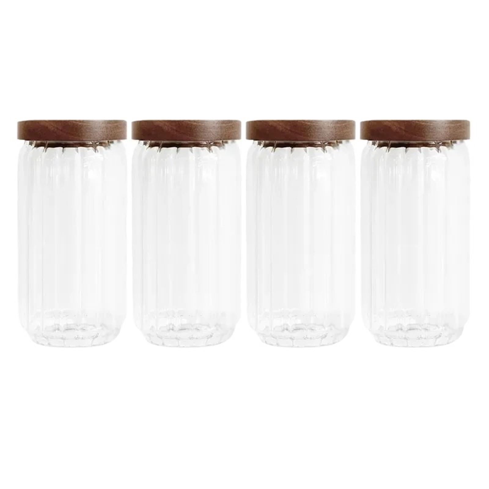 Bonbonglas 4 Stücke Holzdeckel Candy Orgnizer Glas Luftdichten Kanister Küche Versiegelt Lagerung Flaschen Glas for Lebensmittelbehälter Ingwer Müsli(A-1000ml)