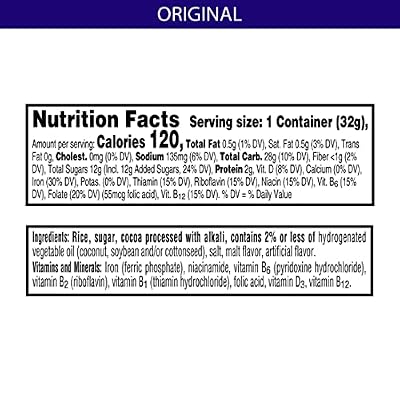 Cocoa Krispies Cold Breakfast Cereal Bowls, Kids Snacks, Original, 6.75lb Case (96 Bowls)