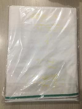 Golden Drops Cotton Men s Dhoti White Color Dhoti Lungi Border 4.5 Meter 4.5 m