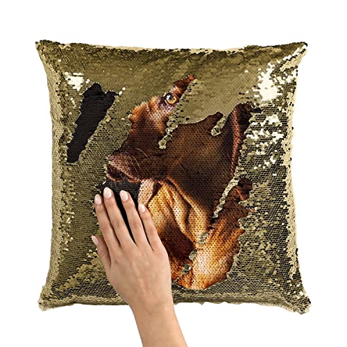 Coussin paillettes doré Braque Hongrois housse sequin salon - 3