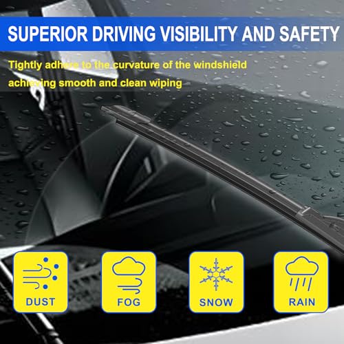 Image of OEM Quality 24 inch + 24 inch Premium All-Seasons Durable Stable and Quiet Windshield Wiper Blades-J Hook Wipers(Set of 2)