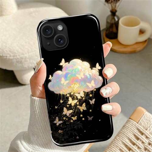Case for iPhone 15, Shockproof Hybrid Protective Phone Case, Dual-Layer Drop Protection Anti-Scratch, Butterfly Cloud by Generic - Used condition - Image 2
