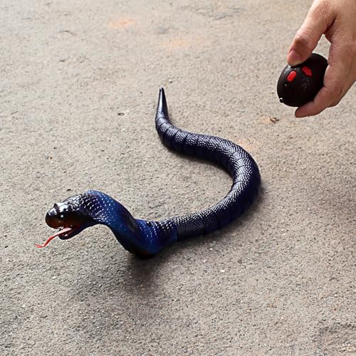 Tipmant RC Snake Infrared Remote Control Cobra Fake Realistic Naja Animal Crawling Vehicle Scary Trick Kids Halloween Christmas Prank Toys Birthday Gifts (Blue) - Thumbnail 2